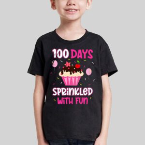 100 Days Sprinkled With Fun Cupcake 100th Day Of School Girl T Shirt 3 3