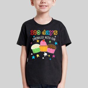 100 Days Sprinkled With Fun Cupcake 100th Day Of School Girl T Shirt 3 4