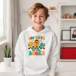 100 Days in the Books Reading Teacher 100th Day of School Hoodie 1 5