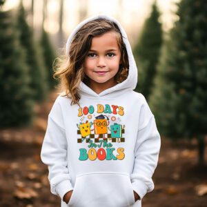 100 Days in the Books Reading Teacher 100th Day of School Hoodie 2 5