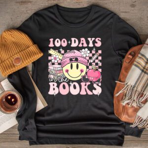 100 Days in the Books Reading Teacher 100th Day of School Longsleeve Tee 2 1