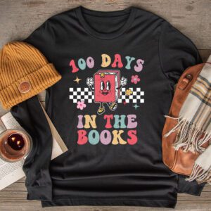 100 Days in the Books Reading Teacher 100th Day of School Longsleeve Tee 2 4