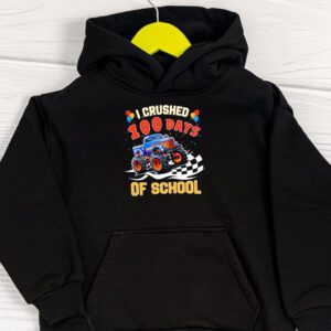 100 Days of School Monster Truck 100th Day of School Boys Hoodie 1 14