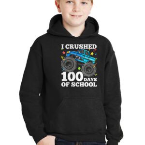 100 Days of School Monster Truck 100th Day of School Boys Hoodie 3 5