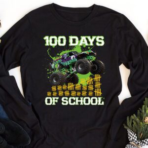 100 Days of School Monster Truck 100th Day of School Boys Longsleeve Tee 1 3