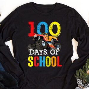 100 Days of School Monster Truck 100th Day of School Boys Longsleeve Tee 1