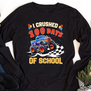 100 Days of School Monster Truck 100th Day of School Boys Longsleeve Tee 1 8