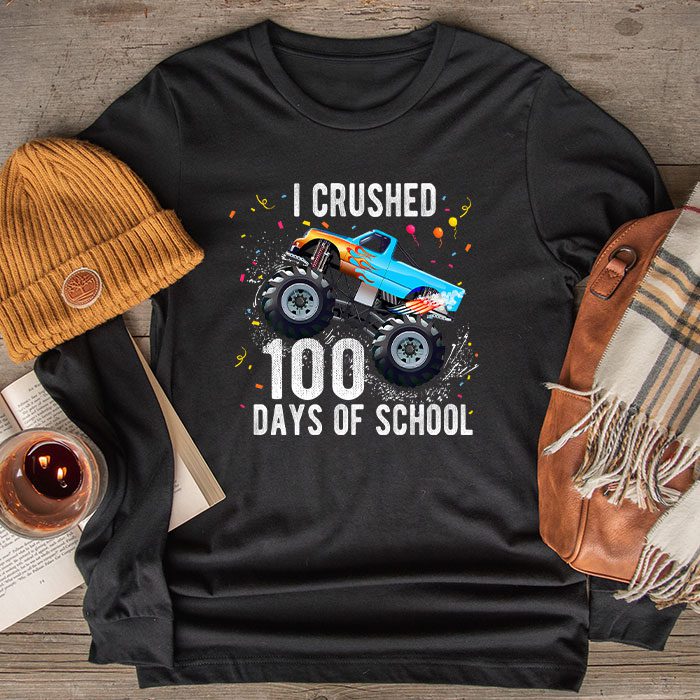100-Days-of-School-Monster-Truck-100th-Day-of-School-Boys-Longsleeve-Tee 100 Days of School Monster Truck 100th Day of School Boys Longsleeve Tee