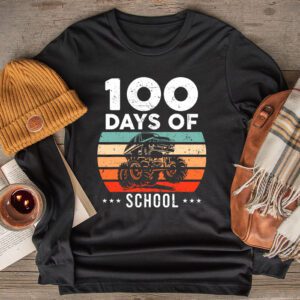 100 Days of School Monster Truck 100th Day of School Boys Longsleeve Tee