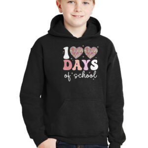 100 Days of School Retro Disco Hearts 100th Day of School Hoodie 2 3