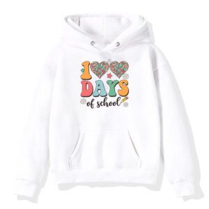 100 Days of School Retro Disco Hearts 100th Day of School Hoodie 3 1