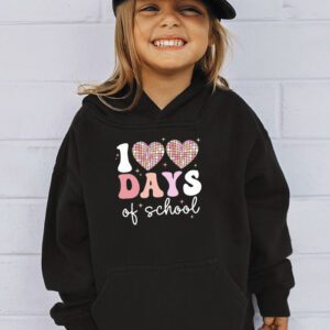 100 Days of School Retro Disco Hearts 100th Day of School Hoodie 3 3