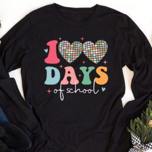 100 Days of School Retro Disco Hearts 100th Day of School Longsleeve Tee 1