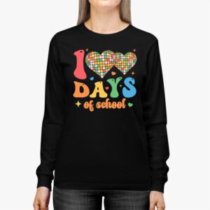 100 Days of School Retro Disco Hearts 100th Day of School Longsleeve Tee 2 2