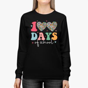 100 Days of School Retro Disco Hearts 100th Day of School Longsleeve Tee 2