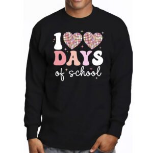 100 Days of School Retro Disco Hearts 100th Day of School Longsleeve Tee 3 3