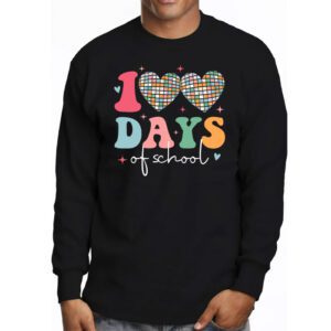 100 Days of School Retro Disco Hearts 100th Day of School Longsleeve Tee 3