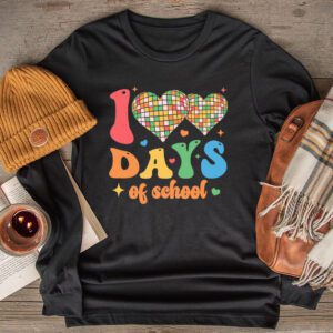 100 Days of School Retro Disco Hearts 100th Day of School Longsleeve Tee