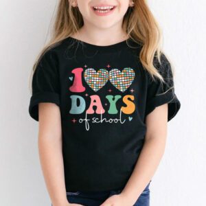 100 Days of School Retro Disco Hearts 100th Day of School T Shirt 1