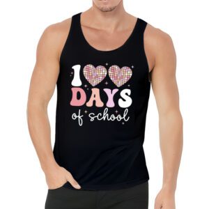 100 Days of School Retro Disco Hearts 100th Day of School Tank Top 3 3