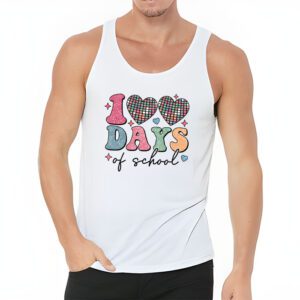 100 Days of School Retro Disco Hearts 100th Day of School Tank Top 3 4