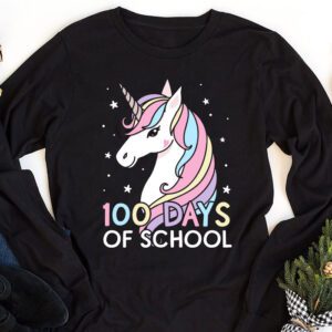 100 Days of School Unicorn Girls Teacher 100th Day of School Longsleeve Tee 1 2