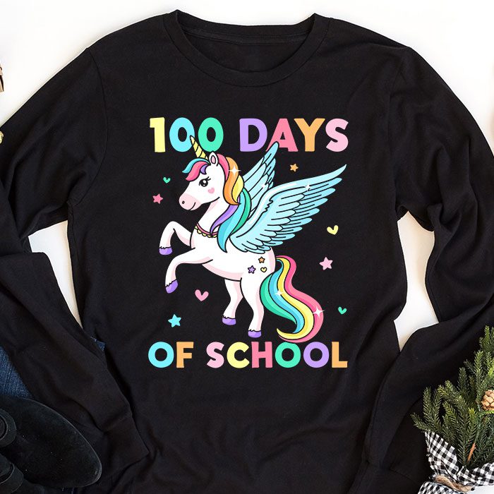 100-Days-of-School-Unicorn-Girls-Teacher-100th-Day-of-School-Longsleeve-Tee-1 100 Days of School Unicorn Girls Teacher 100th Day of School Longsleeve Tee 1 3