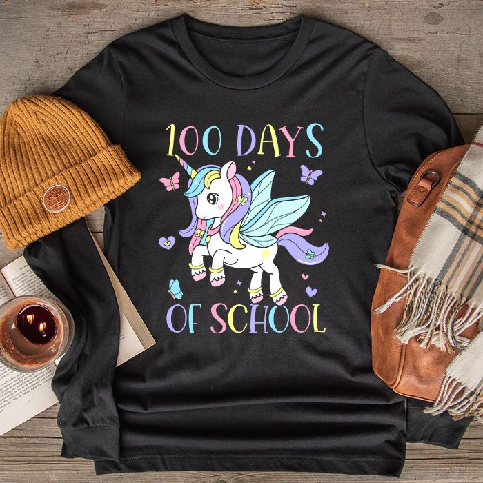 100-Days-of-School-Unicorn-Girls-Teacher-100th-Day-of-School-Longsleeve-Tee-2 100 Days of School Unicorn Girls Teacher 100th Day of School Longsleeve Tee 2 1