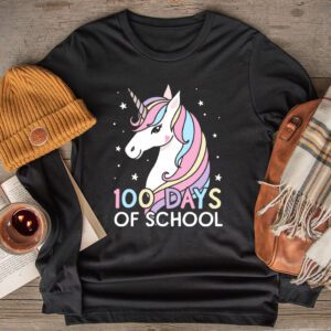 100 Days of School Unicorn Girls Teacher 100th Day of School Longsleeve Tee 2 2