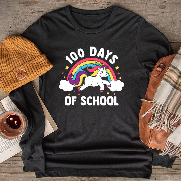 100-Days-of-School-Unicorn-Girls-Teacher-100th-Day-of-School-Longsleeve-Tee-2 100 Days of School Unicorn Girls Teacher 100th Day of School Longsleeve Tee 2 4