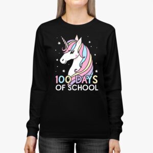 100 Days of School Unicorn Girls Teacher 100th Day of School Longsleeve Tee 3 2