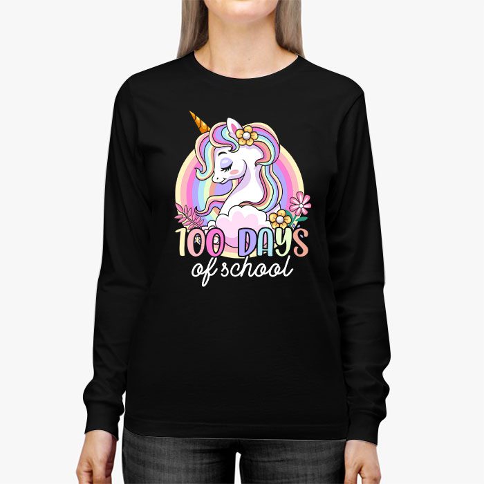 100-Days-of-School-Unicorn-Girls-Teacher-100th-Day-of-School-Longsleeve-Tee-3 100 Days of School Unicorn Girls Teacher 100th Day of School Longsleeve Tee 3