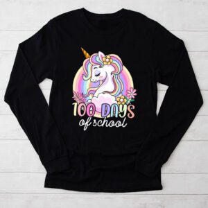 100 Days of School Unicorn Girls Teacher 100th Day of School Longsleeve Tee