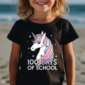 100 Days of School Unicorn Girls Teacher 100th Day of School T Shirt 2 7