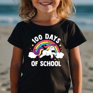 100 Days of School Unicorn Girls Teacher 100th Day of School T Shirt 2 9