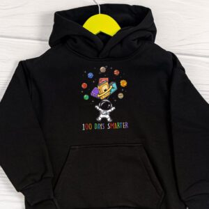 100th Day Of School 100 Days Smarter Books Space Lover Gift Hoodie 1 2