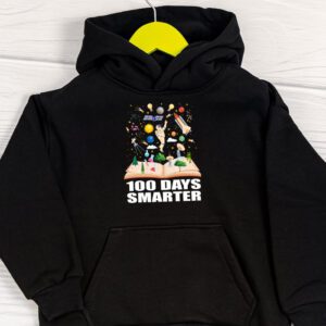 100th Day Of School 100 Days Smarter Books Space Lover Gift Hoodie 1 3