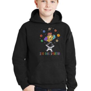 100th Day Of School 100 Days Smarter Books Space Lover Gift Hoodie 2 2