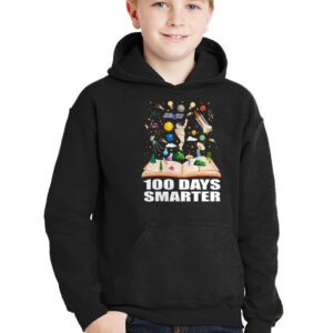 100th Day Of School 100 Days Smarter Books Space Lover Gift Hoodie 2 3