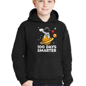 100th Day Of School 100 Days Smarter Books Space Lover Gift Hoodie 2