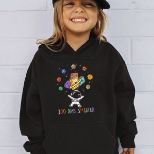 100th Day Of School 100 Days Smarter Books Space Lover Gift Hoodie 3 2