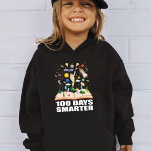 100th Day Of School 100 Days Smarter Books Space Lover Gift Hoodie 3 3