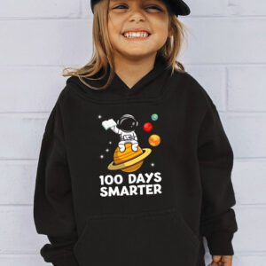 100th Day Of School 100 Days Smarter Books Space Lover Gift Hoodie 3