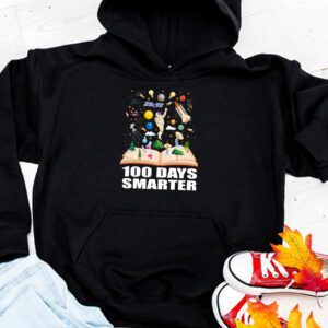 100th Day Of School 100 Days Smarter Books Space Lover Gift Hoodie