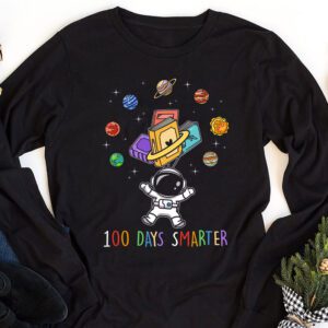 100th Day Of School 100 Days Smarter Books Space Lover Gift Longsleeve Tee 1 2