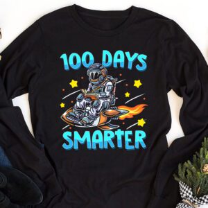 100th Day Of School 100 Days Smarter Books Space Lover Gift Longsleeve Tee 1 4