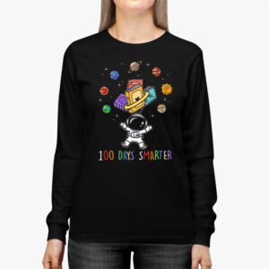 100th Day Of School 100 Days Smarter Books Space Lover Gift Longsleeve Tee 2 2