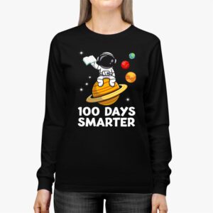 100th Day Of School 100 Days Smarter Books Space Lover Gift Longsleeve Tee 2