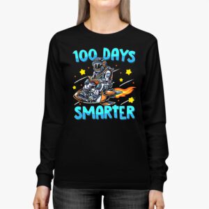 100th Day Of School 100 Days Smarter Books Space Lover Gift Longsleeve Tee 2 4