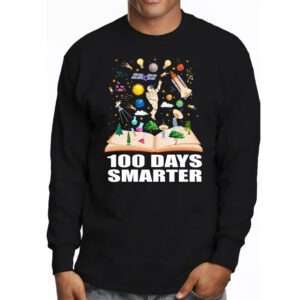 100th Day Of School 100 Days Smarter Books Space Lover Gift Longsleeve Tee 3 3